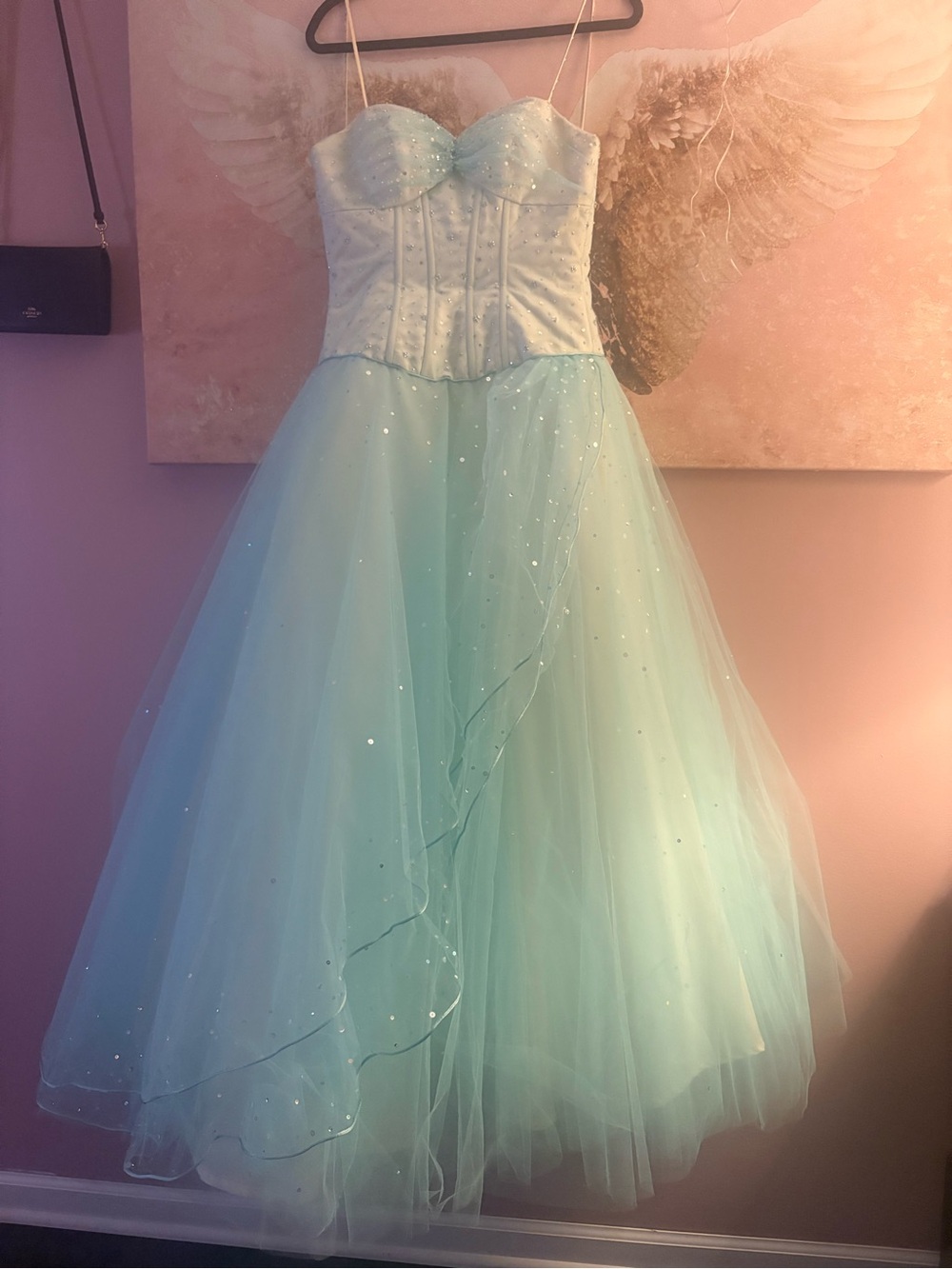Mori Lee Sparkling Mint Tulle Formal Dress